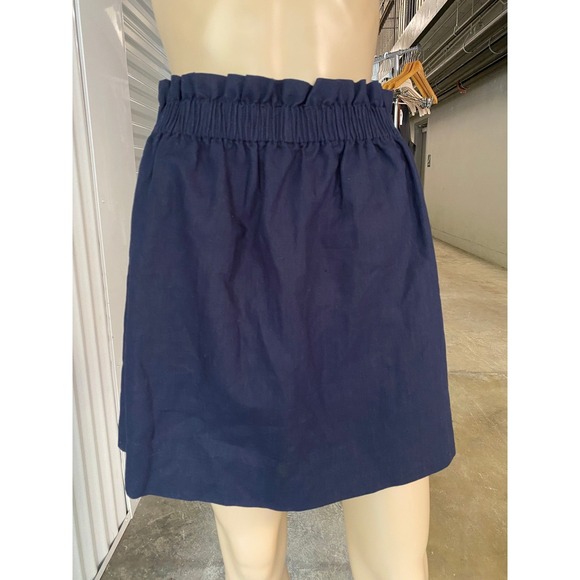 J. Crew Dresses & Skirts - J. CREW Womens Navy Blue Linen Blend Elastic Waist Mini Skirt Size 4